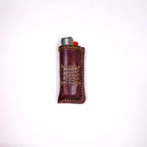 Étui à briquet en cuir de lézard marron