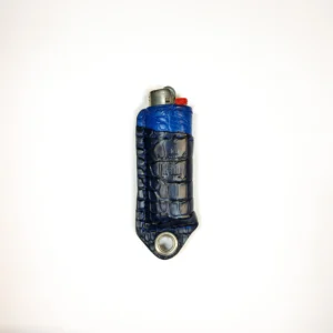 Étui à briquet en cuir d’alligator avec œillet bicolore