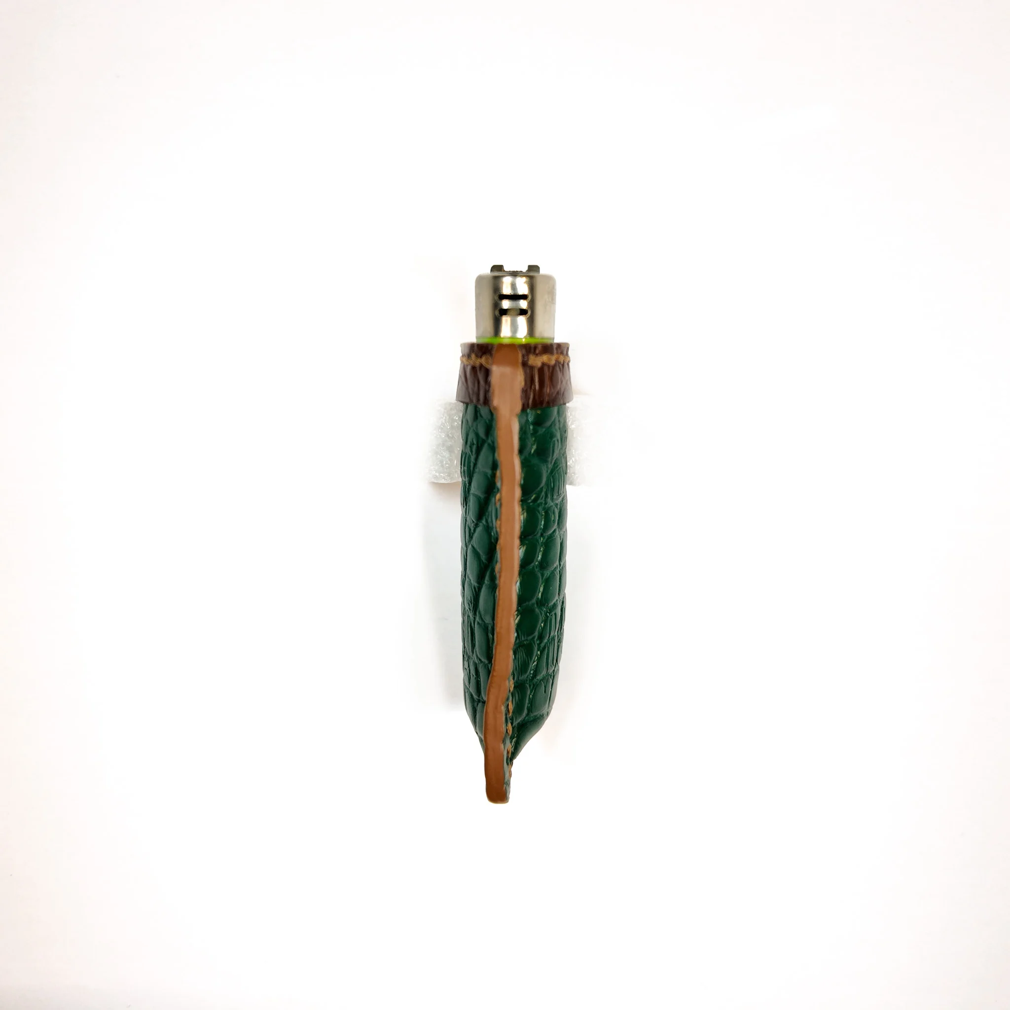 Etui à briquet en cuir d’alligator vert – Image 3