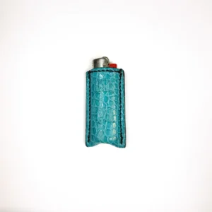 Etui à briquet en cuir d'alligator bleu